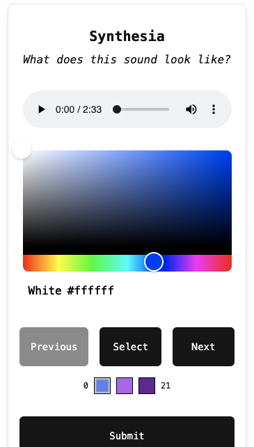 A screenshot of an early version of the Synthesia app